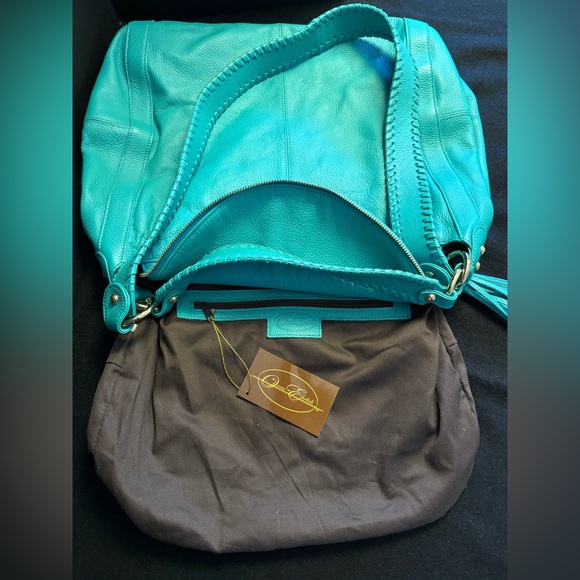 ✨ Onna Ehrlich Pebbled Leather Crossbody Satchel | Turquoise | NWT - Picture 9 of 11
